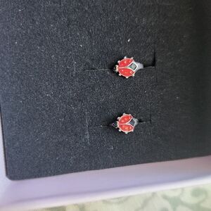 Sterling Silver Kids Ladybug Earrings